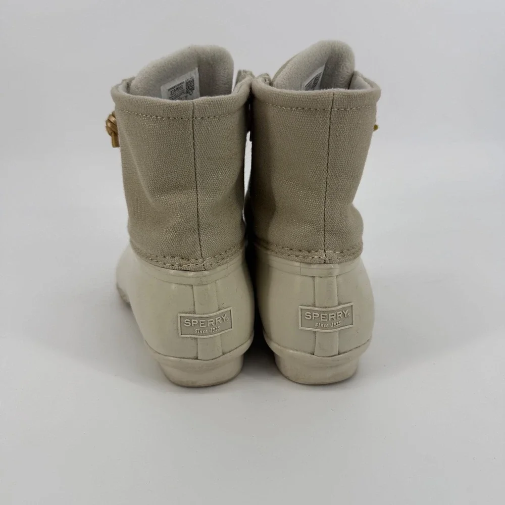 Sperry Saltwater Duck Boots Womens Size 10 Beige‎ Excellent Water Resistant Zip